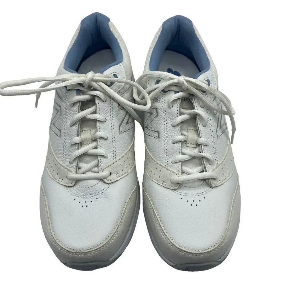 New‎ Balance WW928WB3 Leather Walking Shoes Sneakers White/Blue Size 9.5